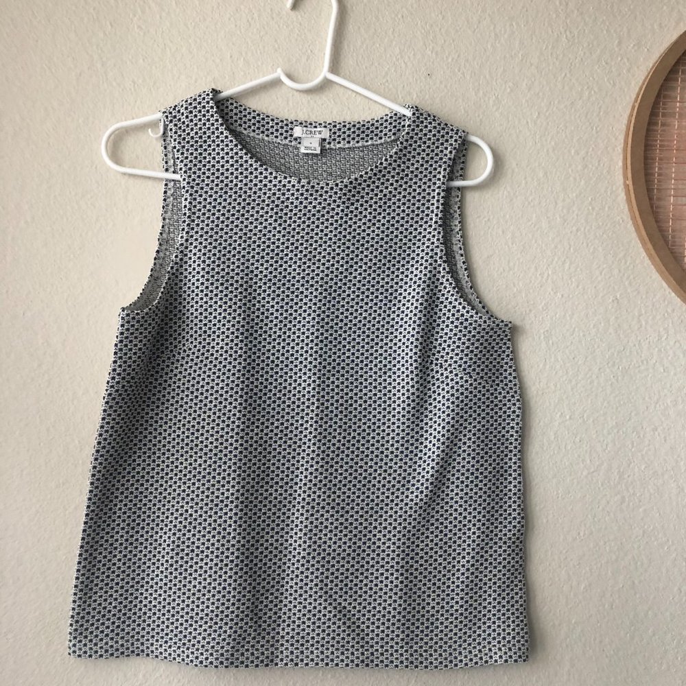 J. Crew White Blue Dot Blouse